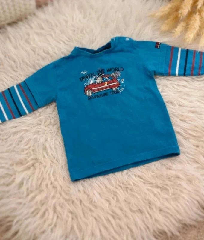 T‑shirt bébé garçon Salt & Pepper – Taille 12 mois – Bleu motif voiture
